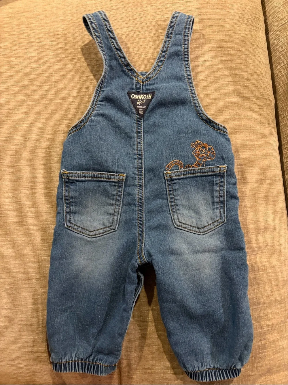 OshKosh B'gosh Blue Denim Overalls with Bear Patch